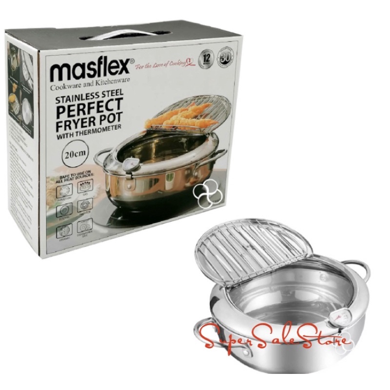 Masflex Stainless Steel Perfect Fryer Pot with Thermometer Shopee