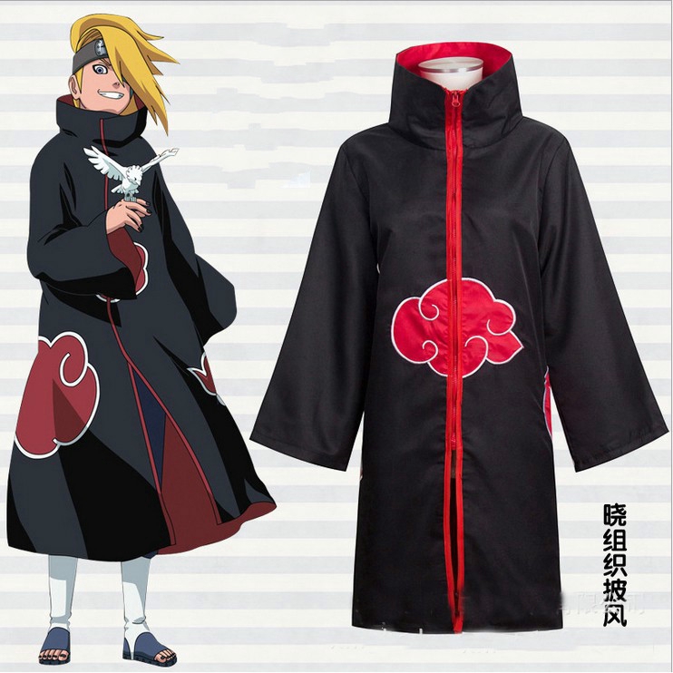 Naruto Akatsuki Men's Hoodie Cloak Robe Anime Cosplay Costume Adult