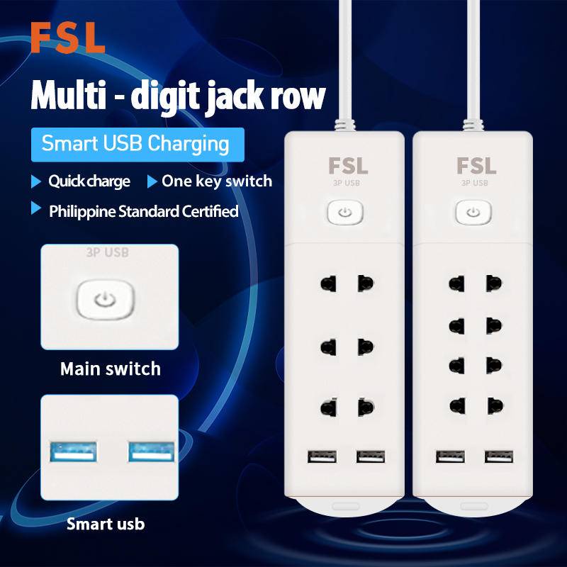 FSL Outlet Power Extension Universal Socket USB Socket Movable 3 Meters