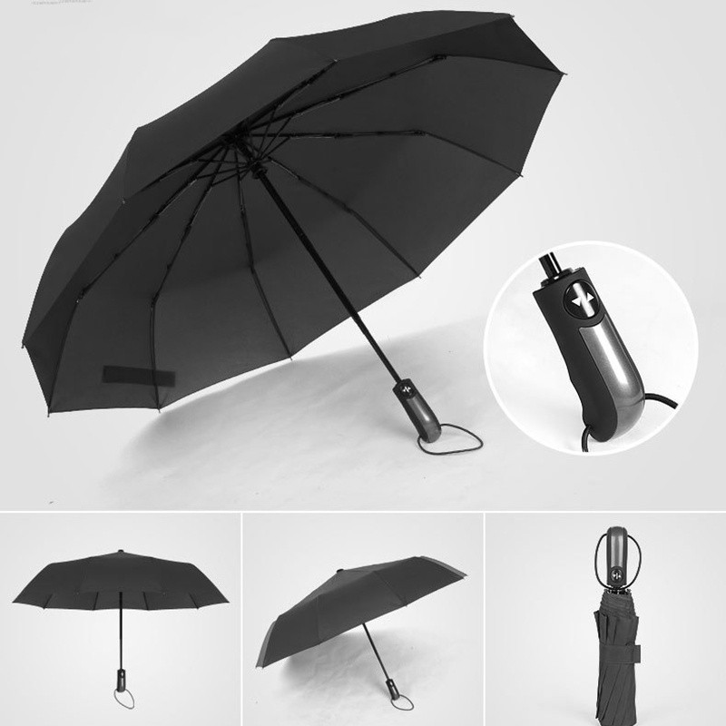 Black Folding Umbrella Luxury Big Windproof Umbrellas Rain Shopee