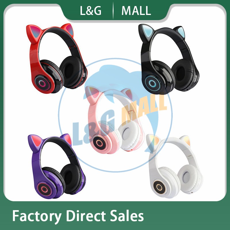 B39 Cat Ears Headphones Bilateral Stereo Wireless Headset Headphone For