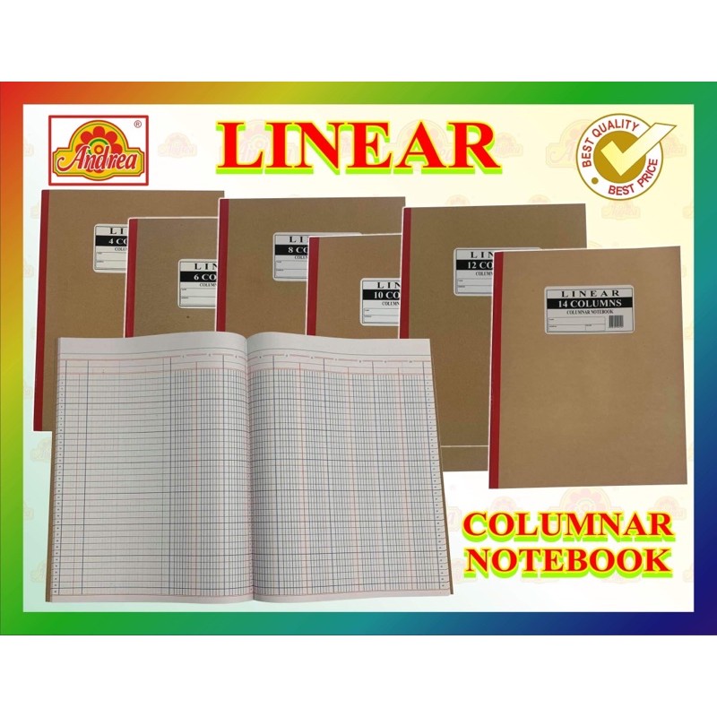 Linear Columnar Notebook Sizes(4,6,8,10,12,14) Shopee Philippines