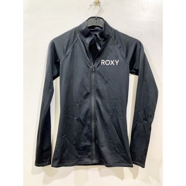 ROXY SURF Black Long Sleeve Zip Up Rashguard Rash Guard UPF50 Shopee