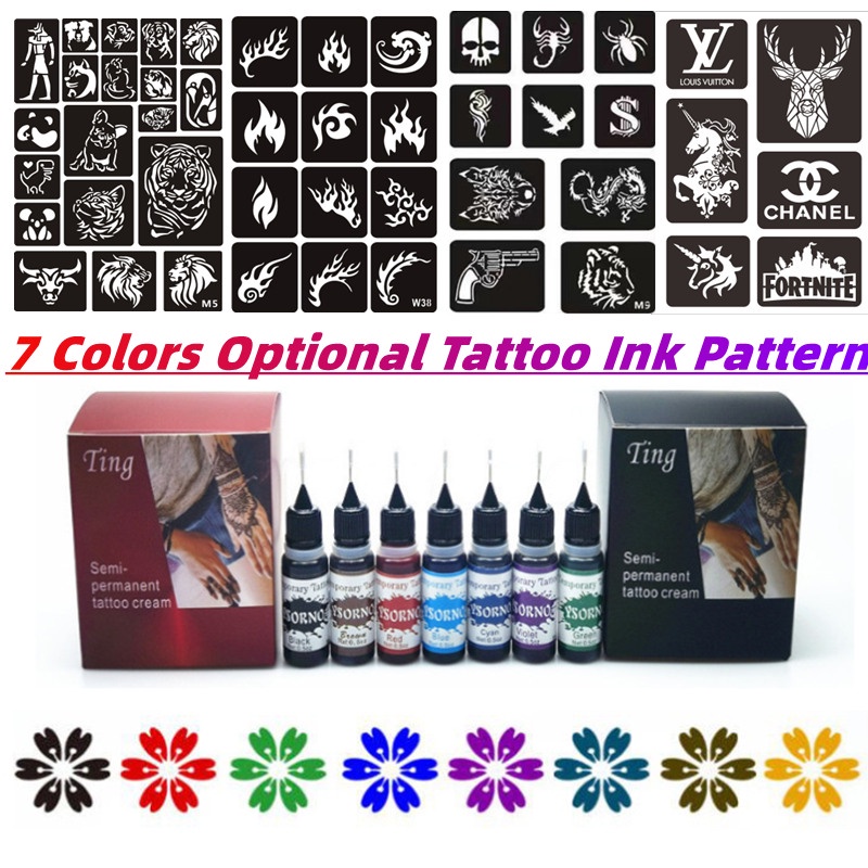 7 Colors DIY Tattoo Ink Design Waterproof Semi longlasting pigment