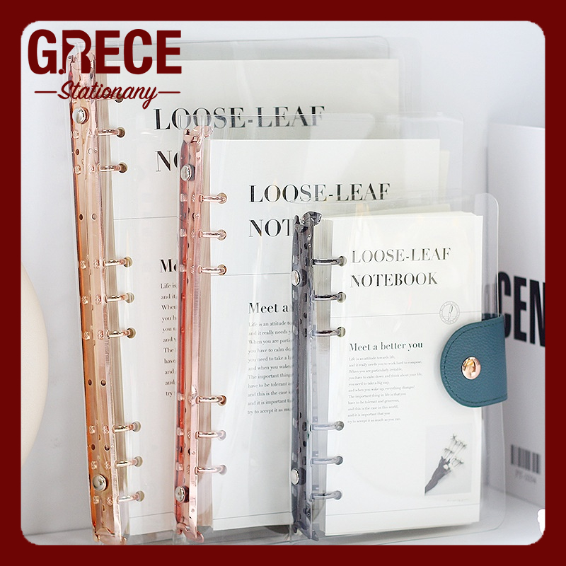 Soft Clear binder Looseleaf notebook with refill 90 leaves and leather closure A6 A5 B5