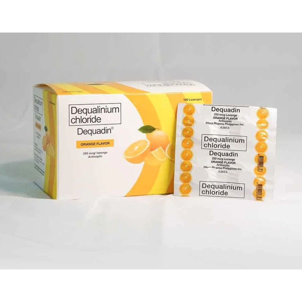 Dequadin Lozenge 250 mcg Orange Flavor (16 lozenges) for Sore Throat