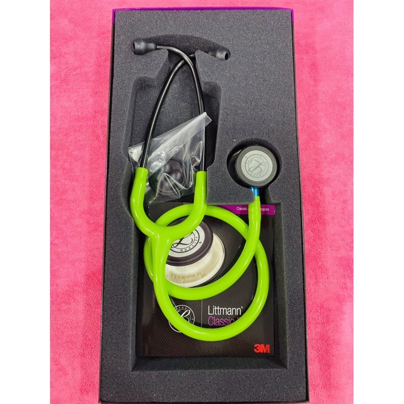 3M Littmann Classic III Stethoscope 5875 Lime Green Smoke Finish Blue Stem ubicaciondepersonas
