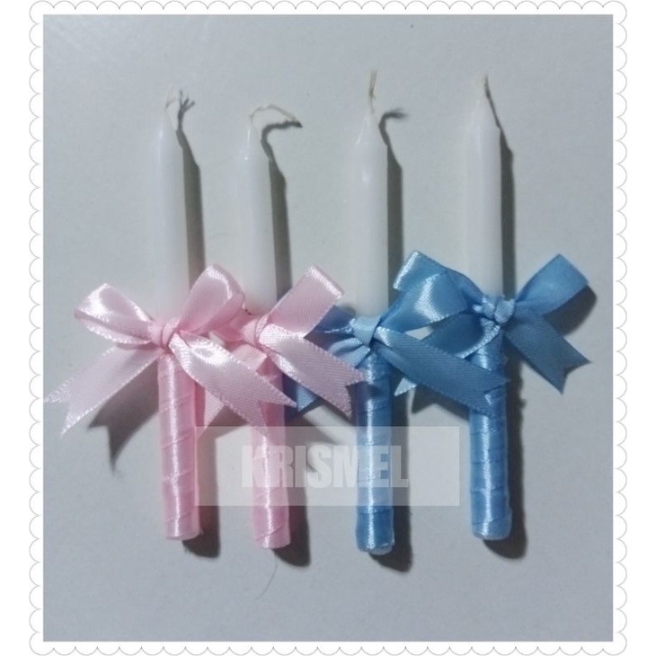 1pc Baptismal Baptism Birthday Debut Candle 5 inches Royal Blue Pink