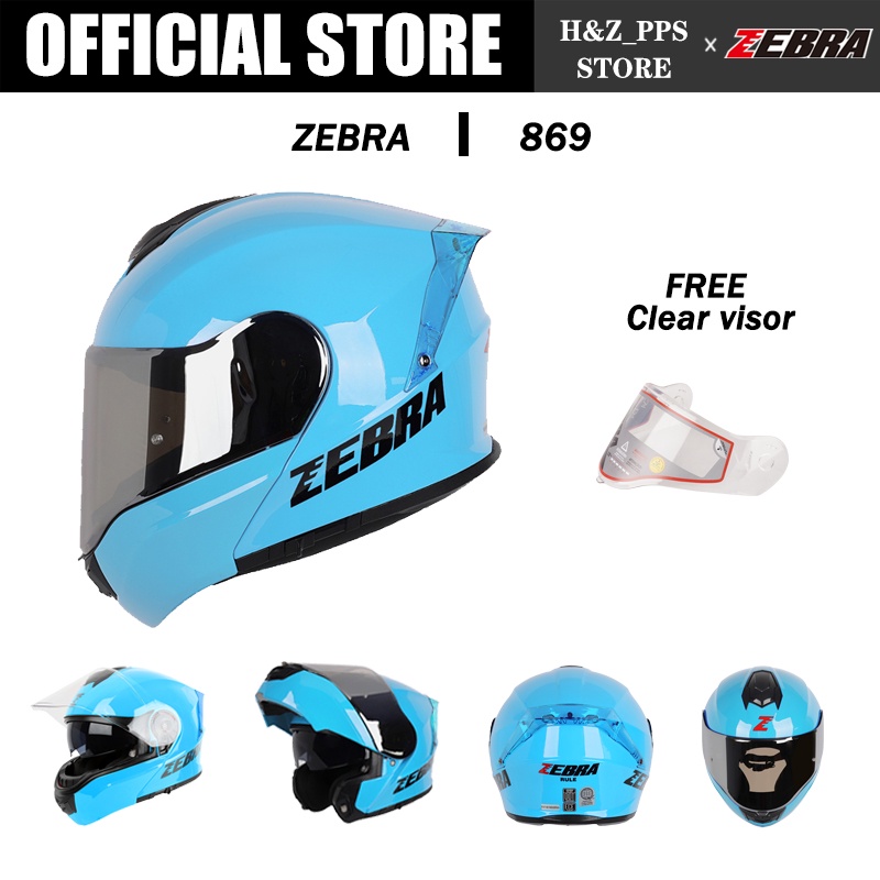 ZEBRA 869 Plain Motorcycle Full Face Helmet dual Visor Modular helmet
