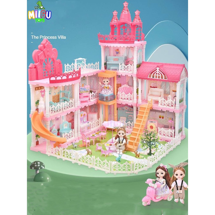 Miigu Toys Dollhouse Princess Castle Villa Dream House for Girls Doll