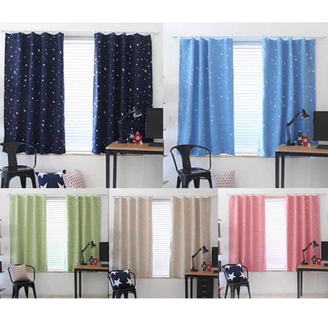 1PC Star Bedroom curtains Blackout Solid Window Curtain Shopee Philippines