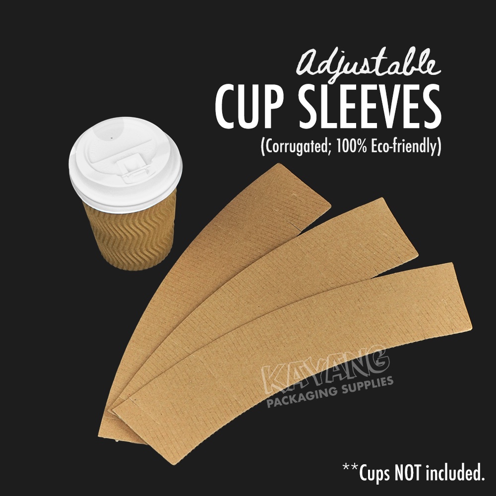[50 pcs] Cup Sleeves / Coffee Sleeves, Kraft, Corrugated, Adjustable Shopee Philippines