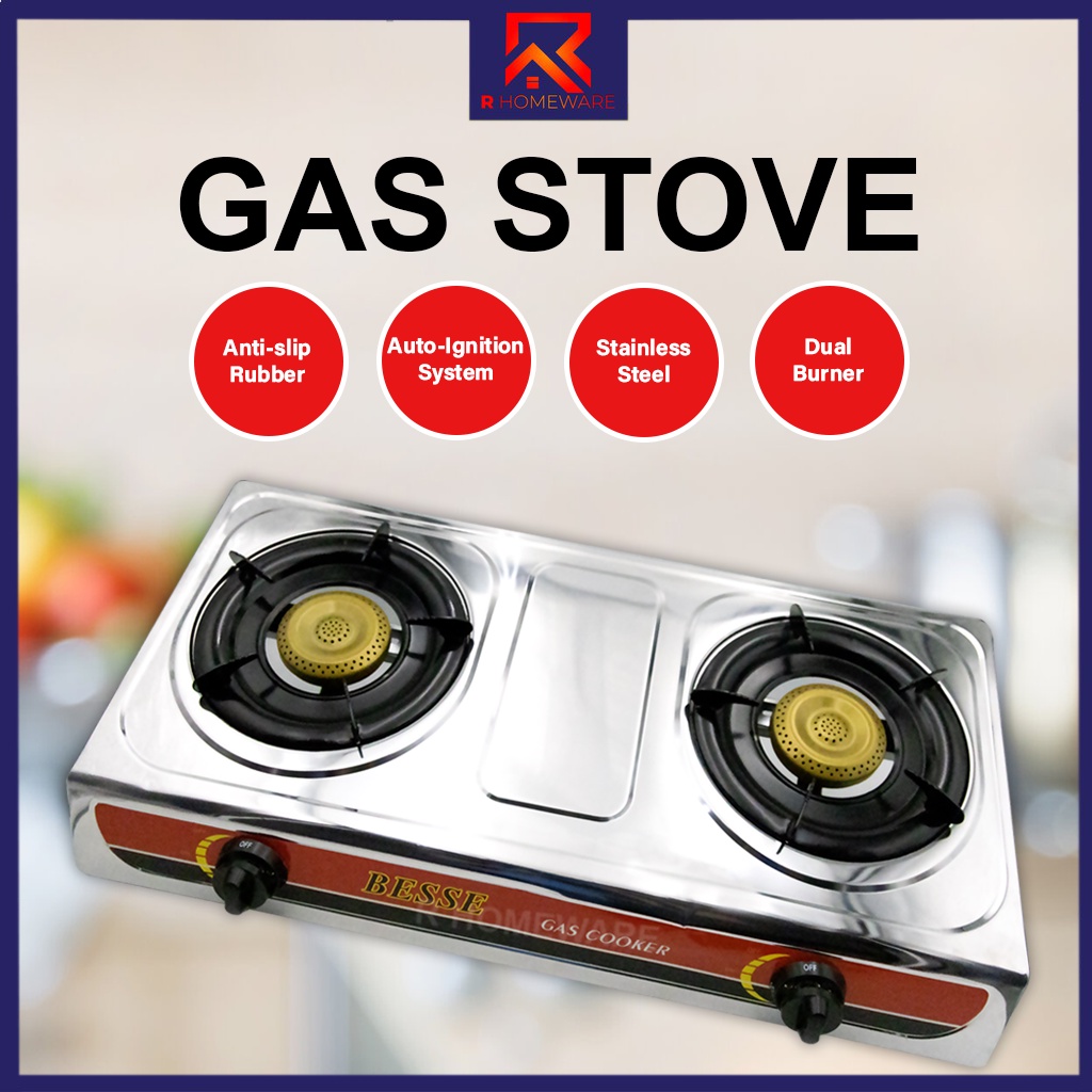 LPG Stove Gas Stove Double Burner Stainless Steel Body Automatic