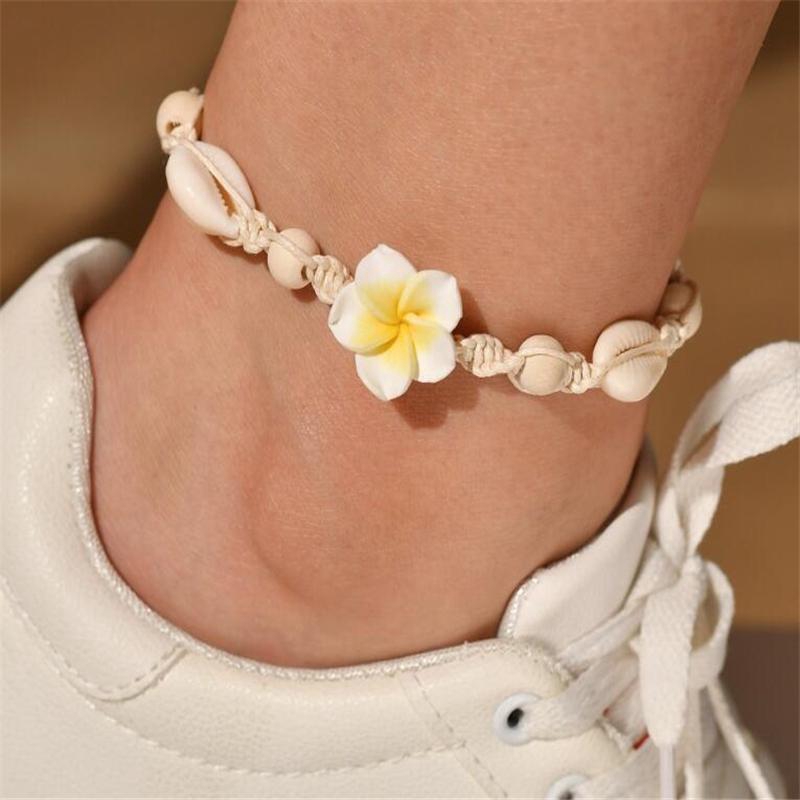 Shells Weave Rope Ankle Bracelet Woven Braid Leather Ropes Adjustable