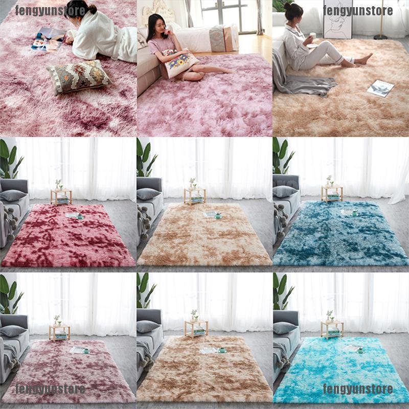 (fengyunstore)Shaggy Tiedye Carpet Printed Plush Floor Fluffy Mats