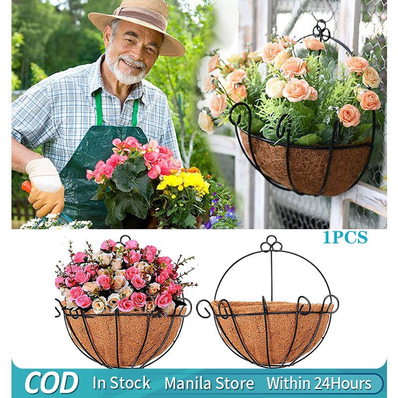 Metal Wall Hanging Planter Basket with Coco Coir Liner hanging plants