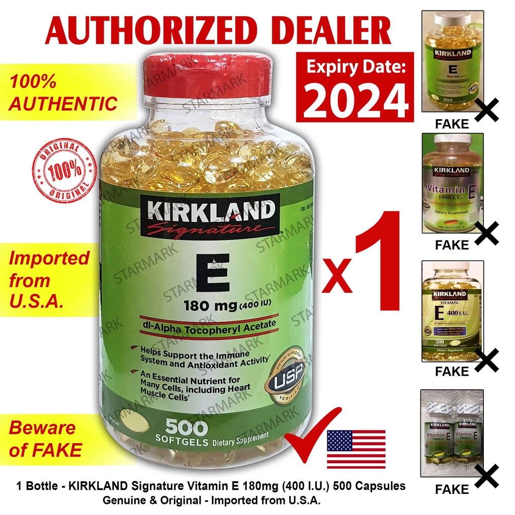 Kirkland Signature Vitamin E 180mg 400 I.U. NEW EXPIRY YEAR 2024 500