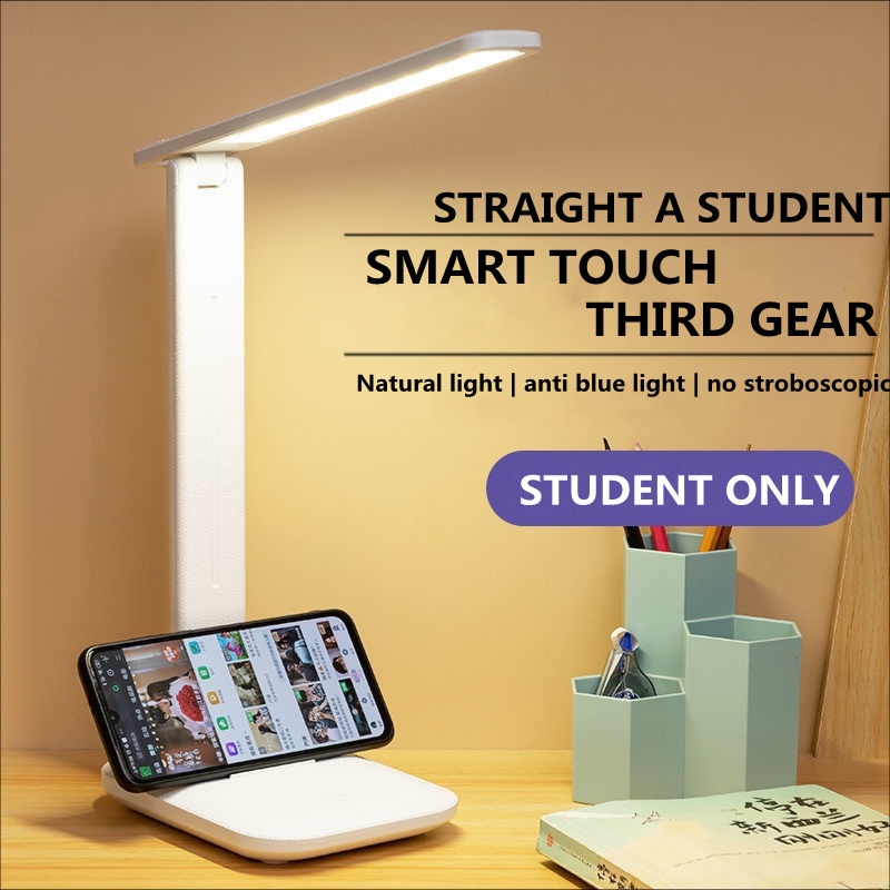 LED Desk Lamp Rechargeable Folding USB Learning Lamp Stepless Dimming