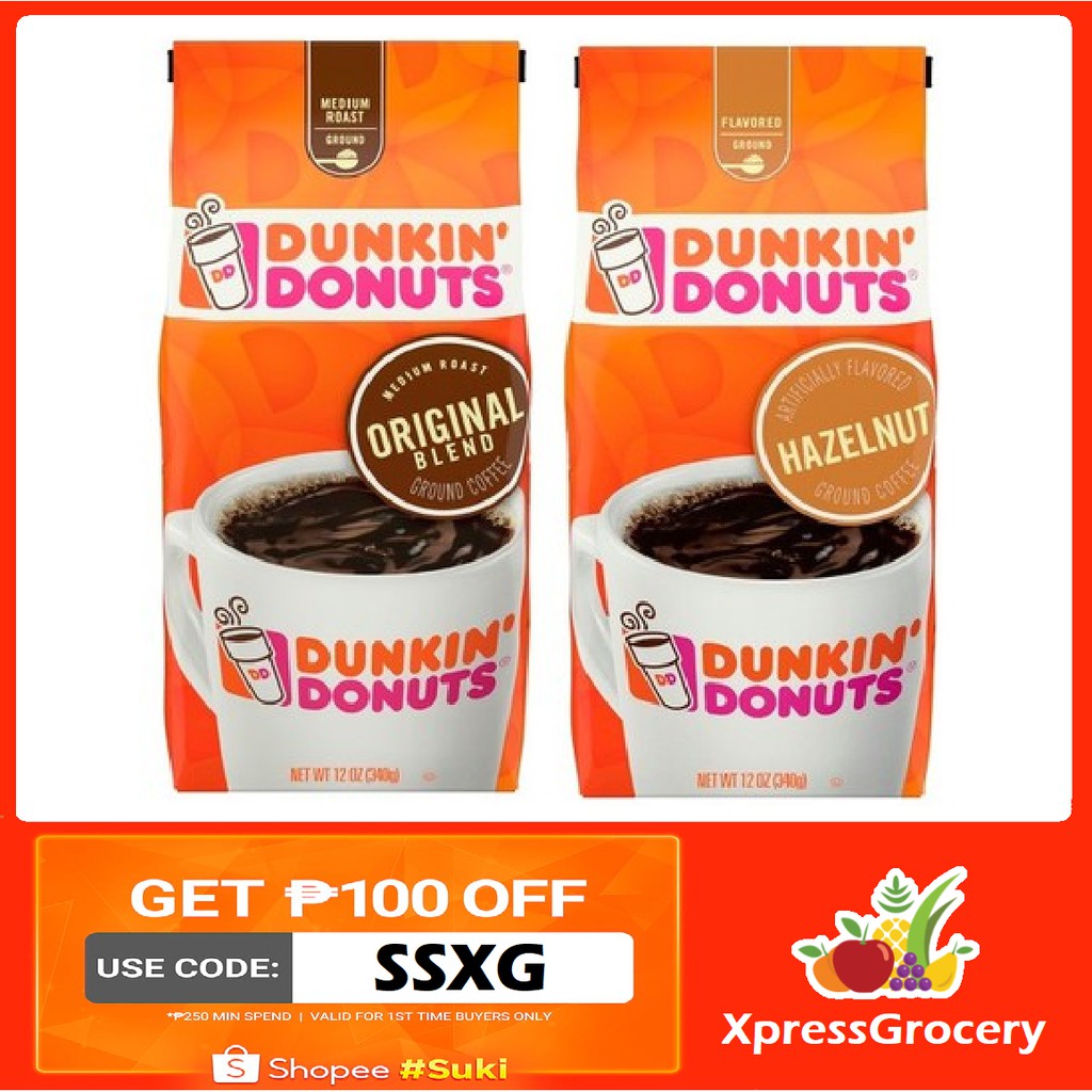 DUNKIN DONUTS Coffee Original Blend Ground Hazelnut 12oz Shopee