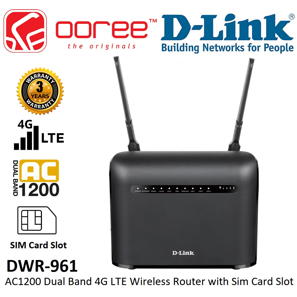 DLINK DWR961 AC1200 DUAL BAND 4G GIGABIT LAN WIRELESS ROUTER WITH SIM