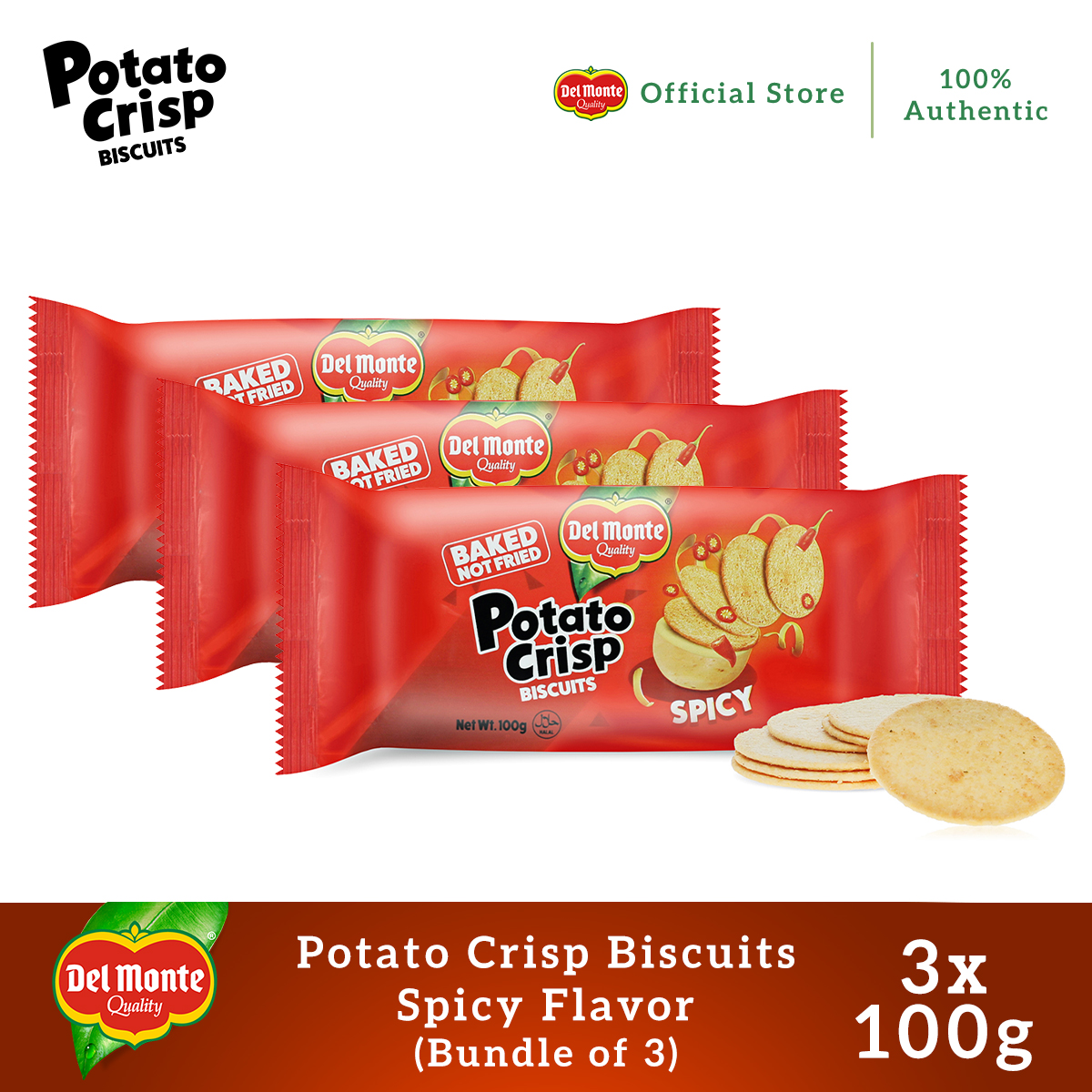 Del Monte Potato Crisp Biscuit Spicy 100g Bundle of 3 Shopee Philippines