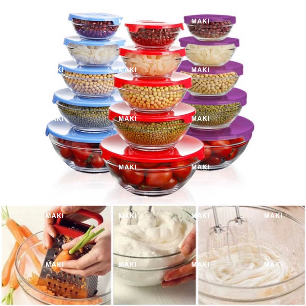 5pcs set glass microwave bowl,food storage,lunch box,with lid