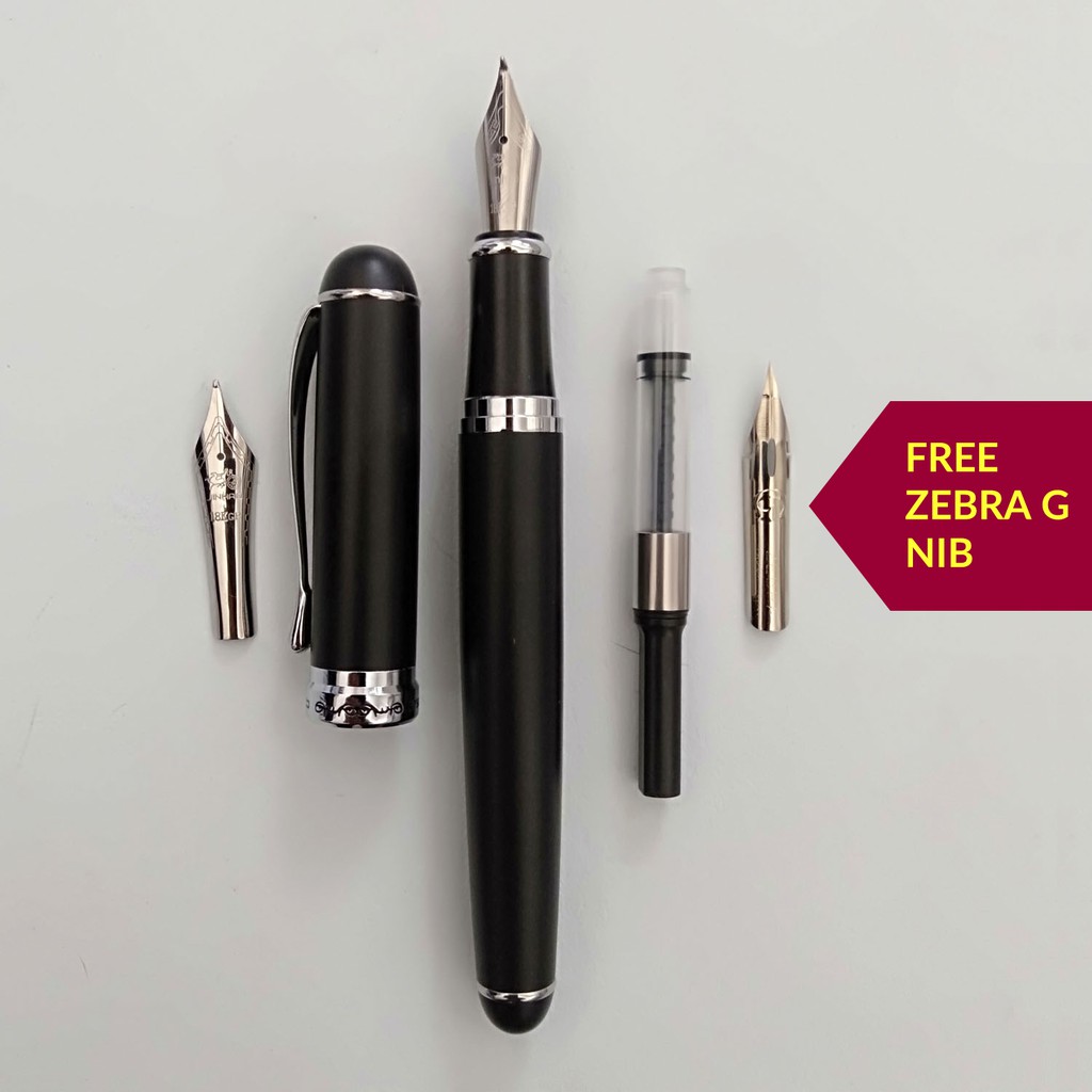 JINHAO Fountain Pen with Fude + Medium/Fine Nib + Zebra G Nib Shopee