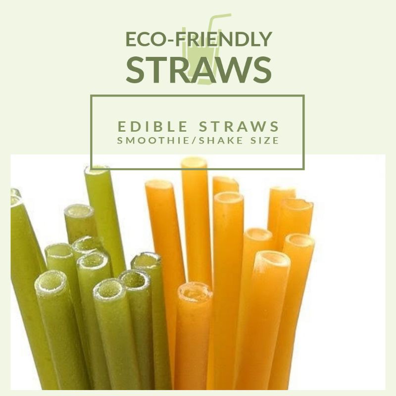 100 Natural Edible Rice Straw, Smoothie/Shake Size (Unwrapped and