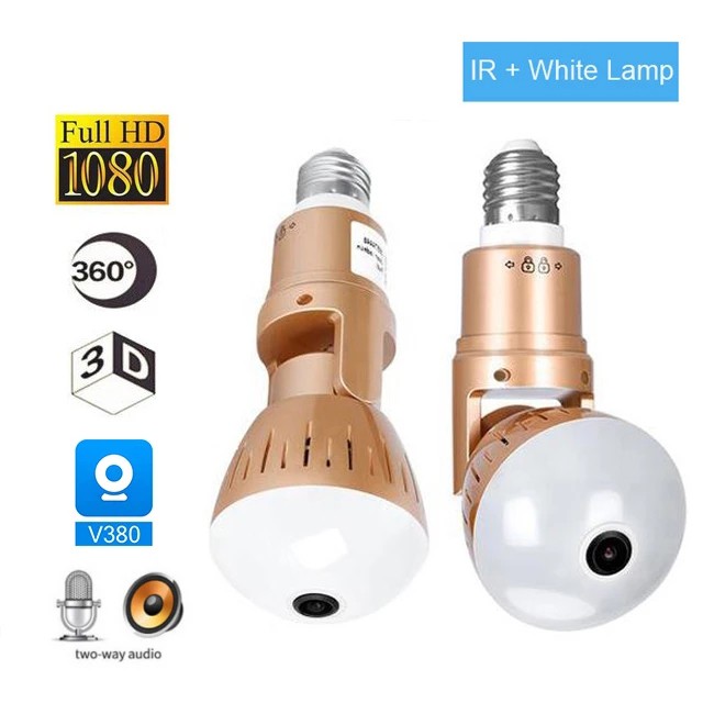 IP Camera Bulb Lamp light Wireless HD 360 Degrees Panoramic Home CCTV