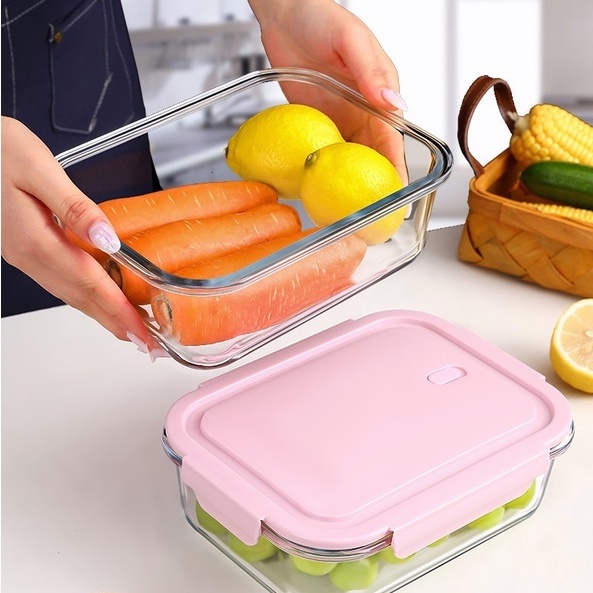 Glass Crisper Airtight Food Keeper Leakproof Microwavable Oven Safe
