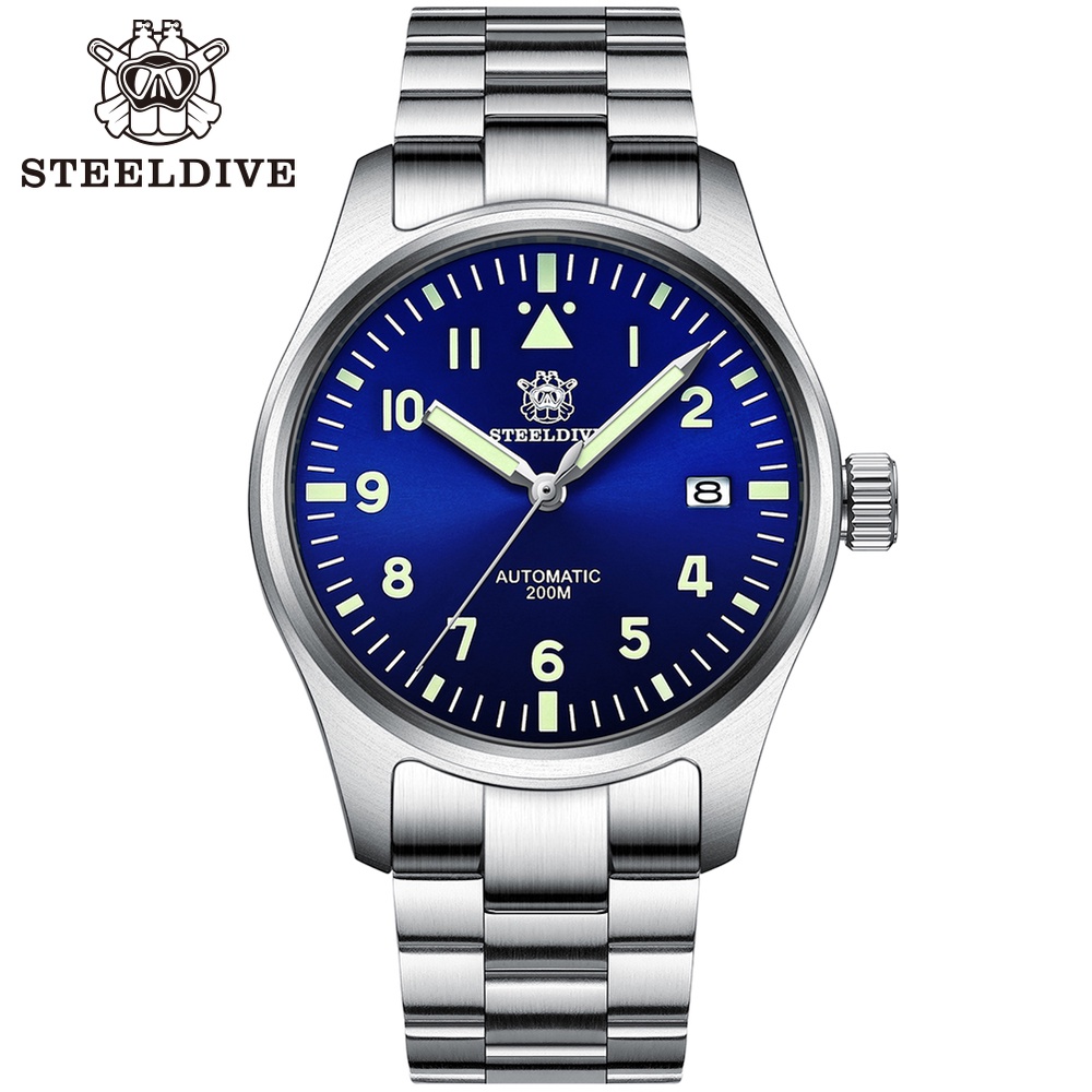 STEELDIVE 1940 Men Pilot watch Automatic Watches NH35 Sapphire Crystal