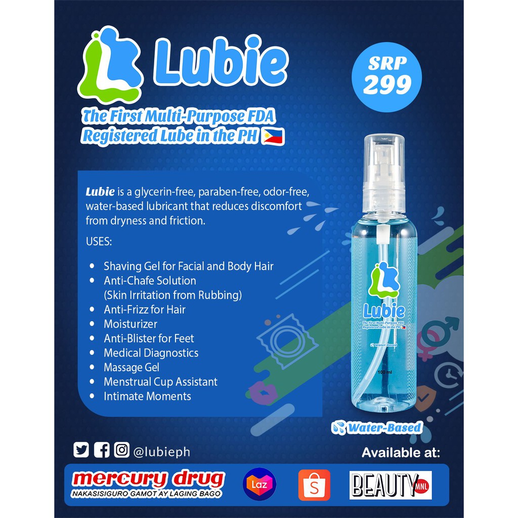 LUBIE WaterBased MultiPurpose Lube 100ml 1pc Shopee Philippines