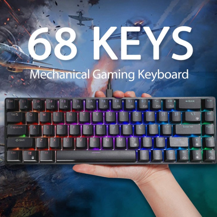 Royal Kludge RK837 RK68 68 Keys Mechanical Keyboard White Black RGB Wired Wireless Keyboard