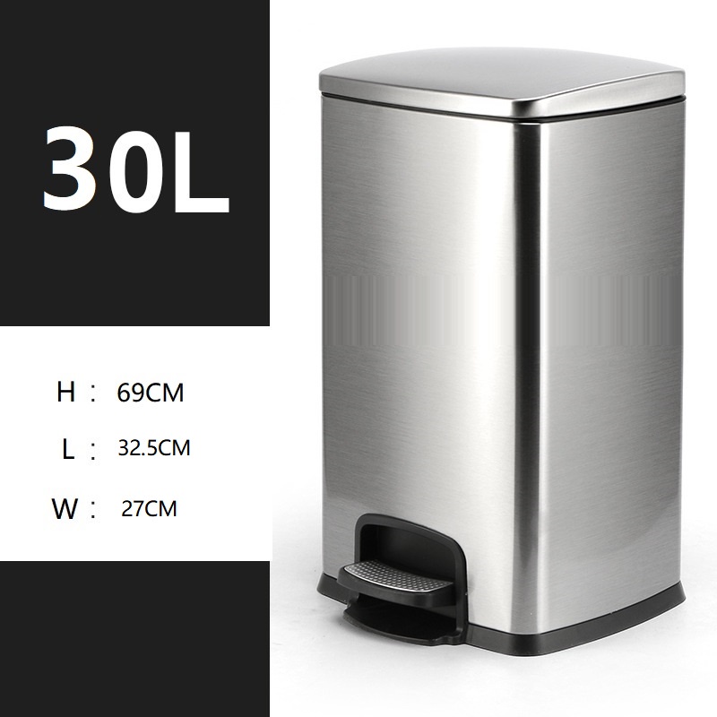 Manzan Step Pedal Trash Can 30L Rectangle Stainless steel Trash tin