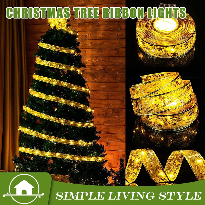 LED 5M Christmas Ribbon Lights Satin Lights Christmas Tree Decoration Lights Double Ribbon