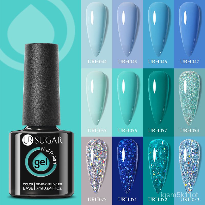 UR SUGAR 7ml Glass Bottle Color Gel Nail Polish Blue Green Summer Theme