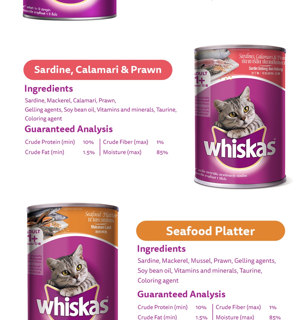 WHISKAS Wet Cat Food Canned Cat Food in Ocean Fish Flavor (2Pack