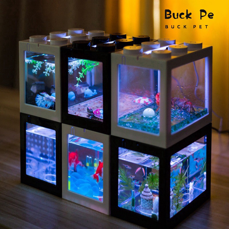 LED Betta fish Tank Mini Aquarium Fighting Cylinder Rumble USB + LED