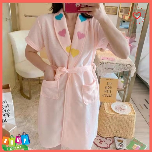 JOLFASHION NEW Fast Drying Towel Bathrobe For Adults (HEART ) ReA