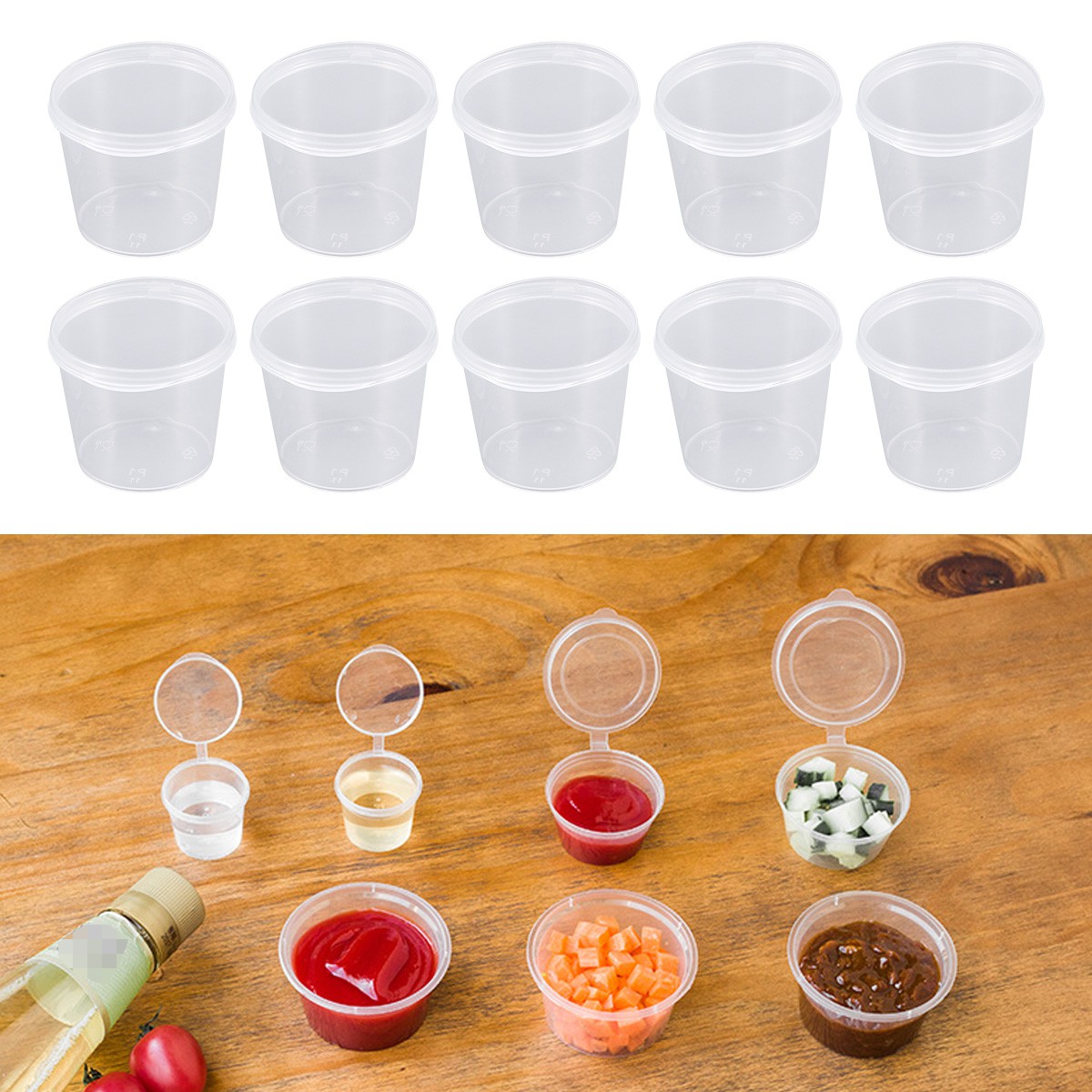 50PCS 25/40ml Disposable Plastic Portion Cups Clear Portion Container