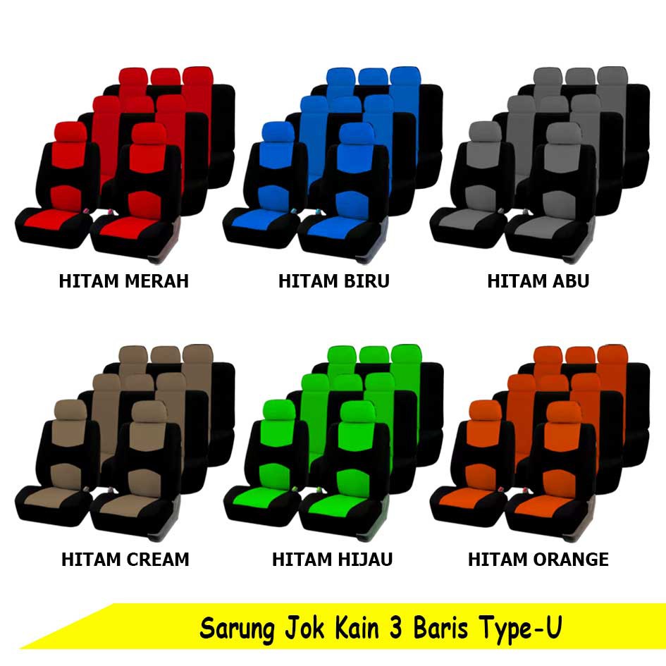 3 Row Fabric Seat Covers 6040 ModelU Ertiga Calya Sigra Innova APV