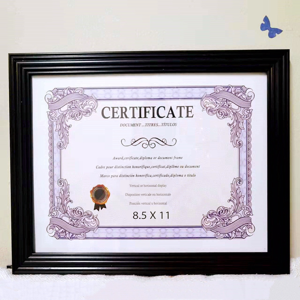 PVC BLACK CERTIFICATE FRAME SIZE A4 / 8.5*11 inches Photo frame