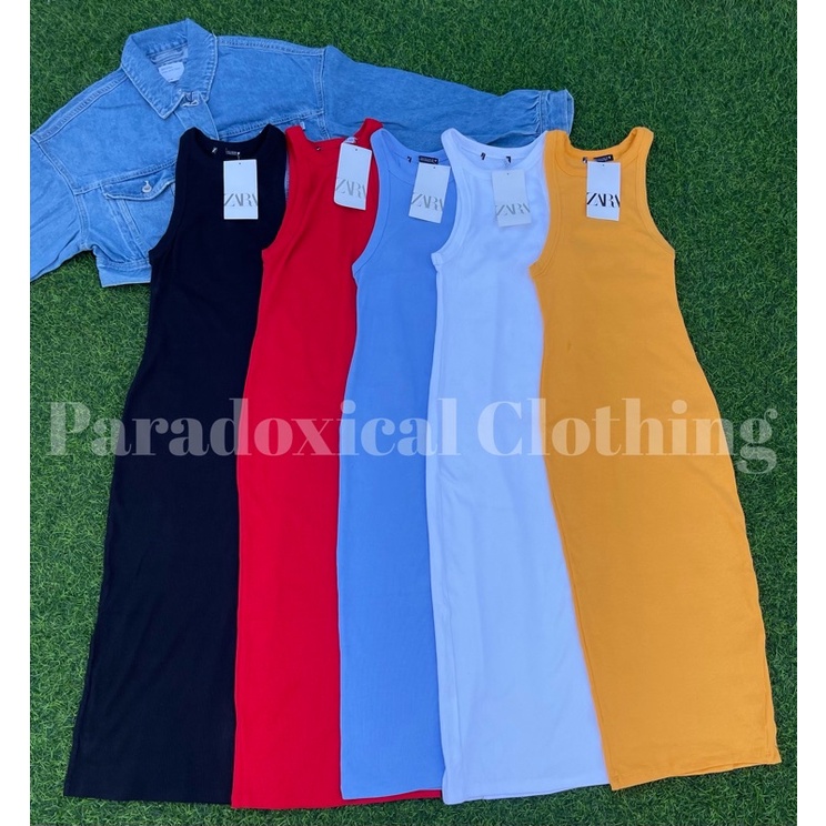 Zara Ribbed Racerback Midi Halter Dress Shopee Philippines