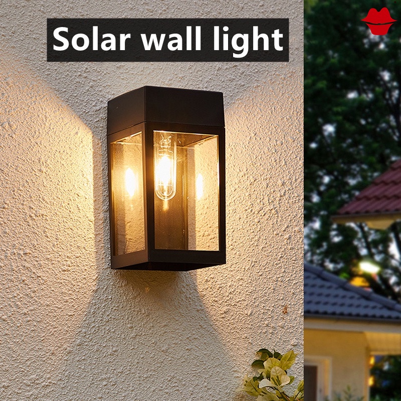 Solar Powered LED Wall Mount Light Outdoor Garden Path Way Fence Yard