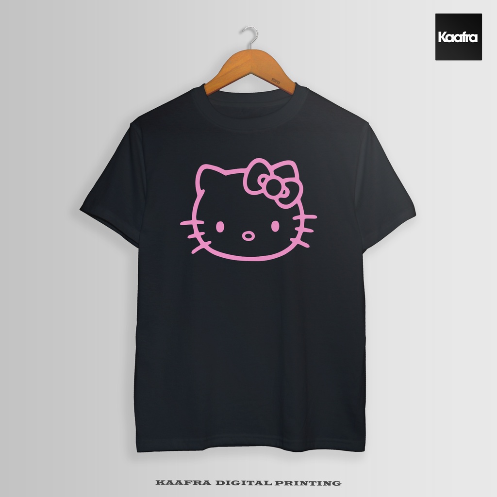 HELLO PINK KITTY SHIRT (cute Kawaii pink kitty face tee) Premium Black