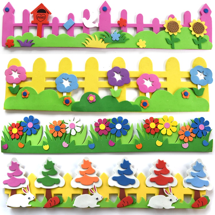 Fence pagar Craft 3D Wall Decoration Kindergarten Layout Kartun Hiasan