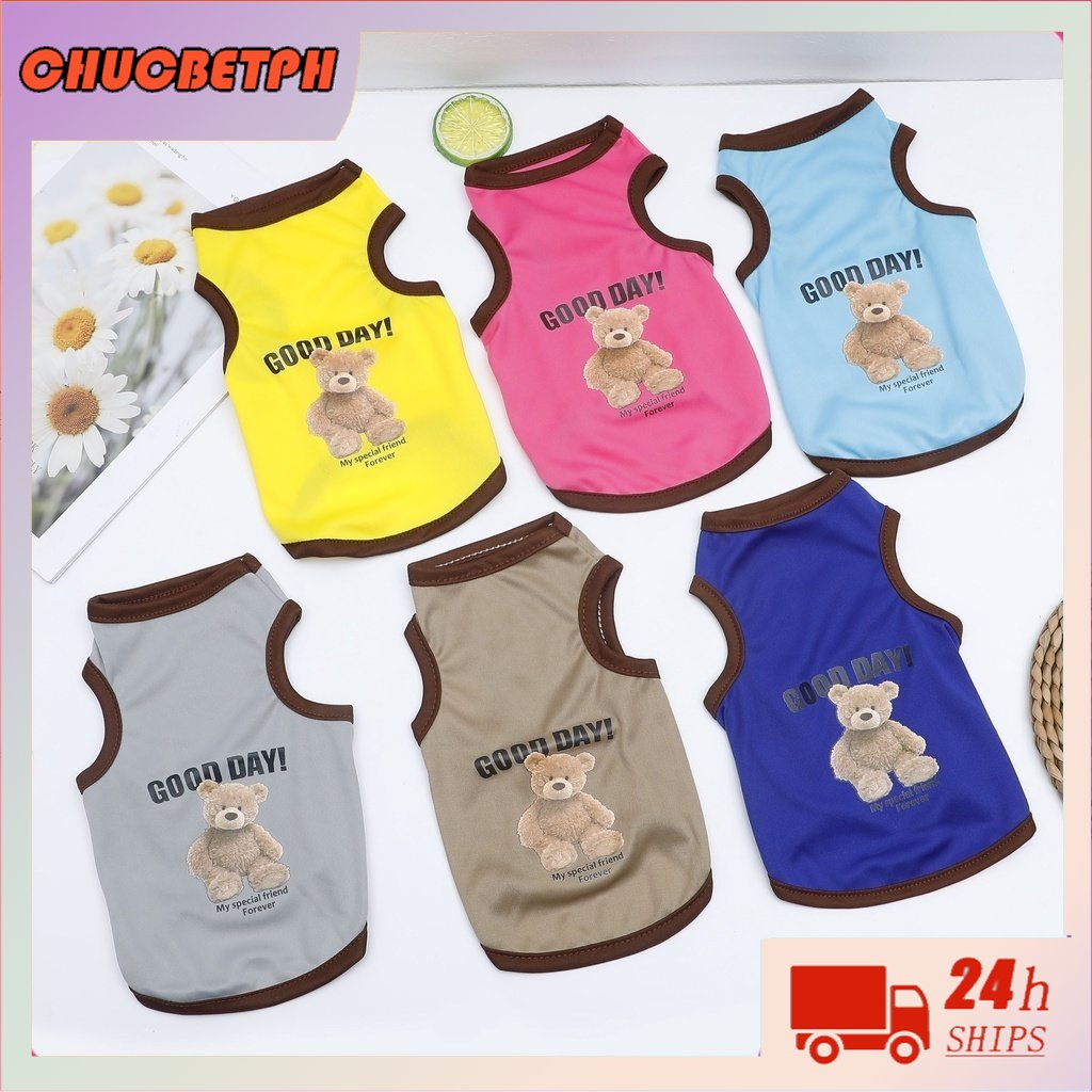 Cartoon Bear Dog Clothes Cute Cotton Pet Tshirt Cats Vest for Puppy