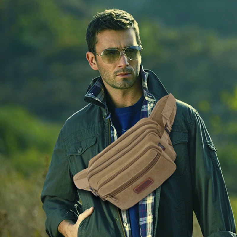 Waist Bag For Men Susan 306 Korean Men's Quality Canvas Zipper Beltbag