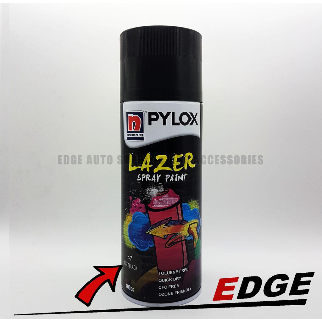 (47 Matte Black) Pylox Lazer Spray Paint 400Cc By Nippon Paint Black