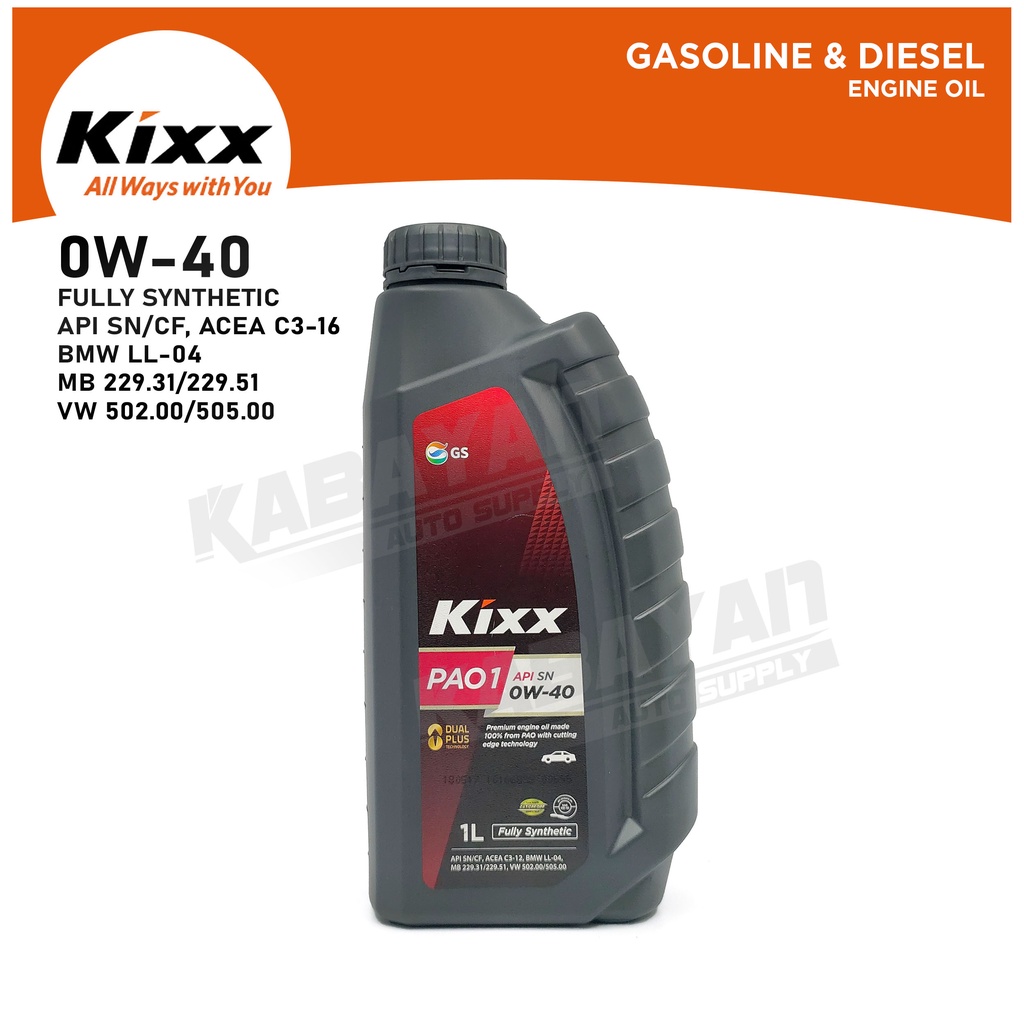 Kixx Premium PAO1 0w40 Fully Synthetic Gasoline / Diesel Engine oil 1 Liter (1L) Shopee